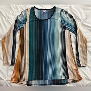 LuLaRoe Lynnae Multicolor Striped Long Sleeve Top. L, NWOT
